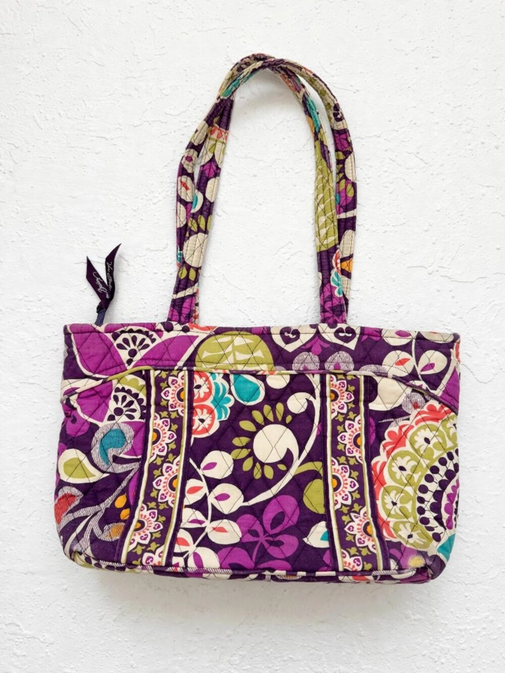 Vera Bradley Quilted Floral Tote Bag Purple Boho Vintage